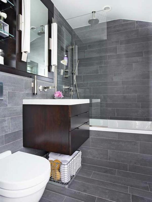 kylpyhuone harmaa kaunis seinäsuunnittelu kylpyhuone kalteva katto