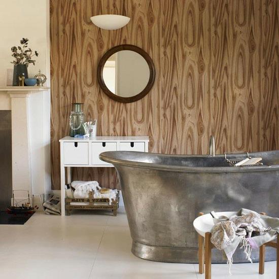 kylpyhuone puu vaikutus seinän suunnittelu pyöreä seinäpeili