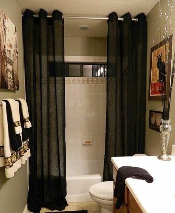 kylpyhuone ideoita kylpyhuoneen verhot suihkuverho musta deco -ideoita