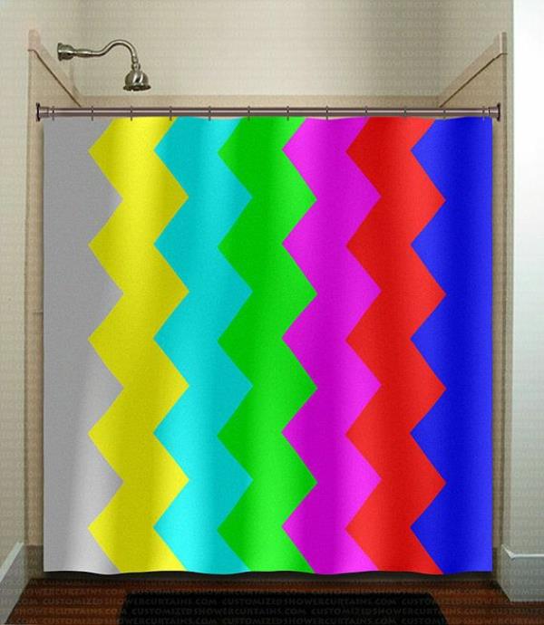 kylpyhuone kylpyhuoneen verhot suihkuverho siksak -kuvion signaalin värit