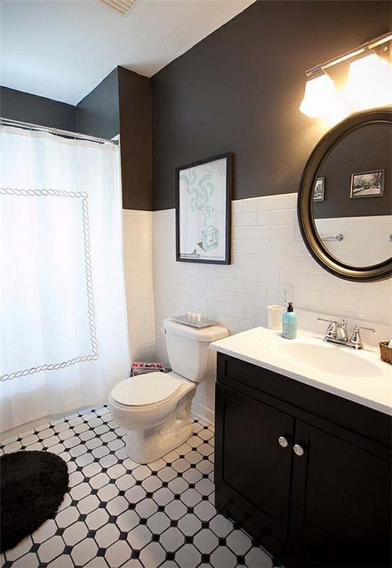 kylpyhuone ideoita värisuunnittelu mustavalkoinen seinäväri seinälaatat
