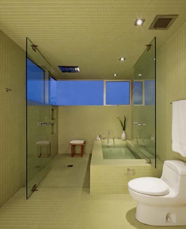tyylikkäät kylpyhuoneen sisustusideat kylpyamme vihreät laatat