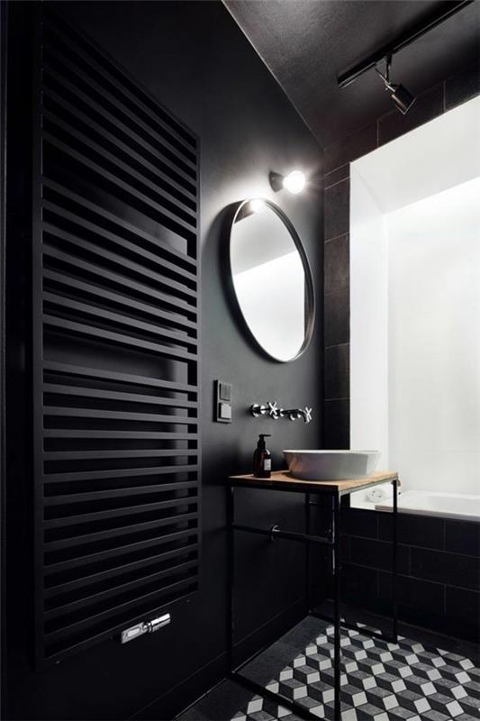 kylpyhuone musta pieni kylpyhuone suunnittelu kaunis lattia