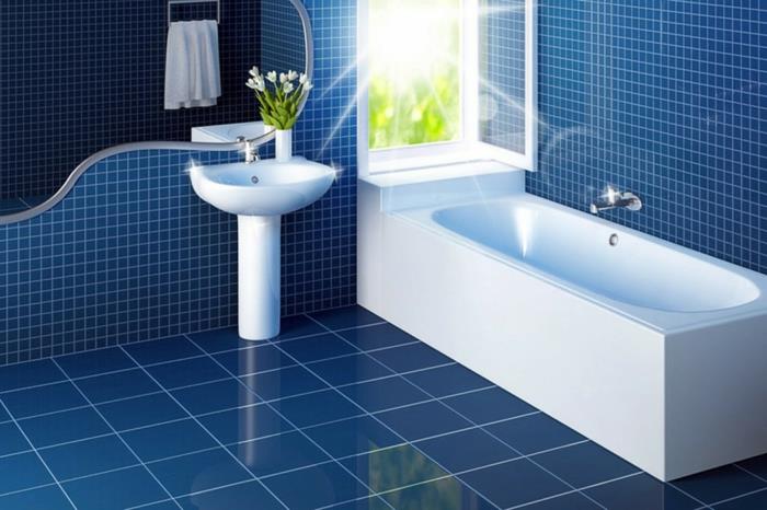 kylpyhuoneen laatat siniset lattialaatat mosaiikkilaatat