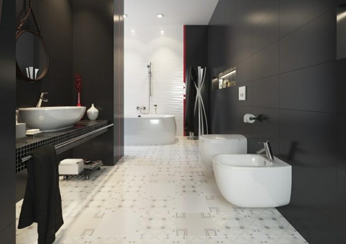 kylpyhuone laatat lattialaatat laatta kuvio mustat seinät