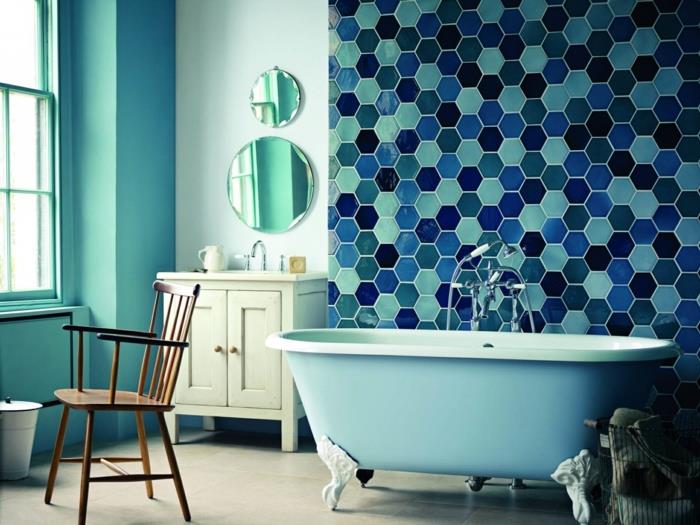 kylpyhuone laatat seinän suunnitteluideoita mosaiikkilaatat vihreät seinät kylpyamme