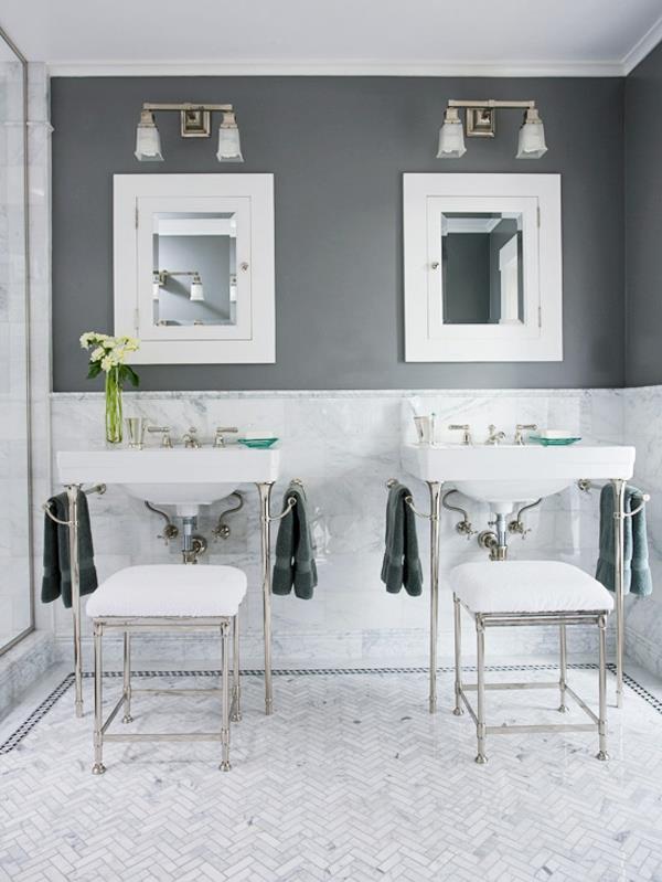 kylpyhuoneen suunnitteluideat kylpyhuone harmaa valkoinen