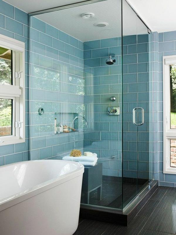 kylpyhuoneen suunnitteluideoita moderni sininen laatta suihkukaappi