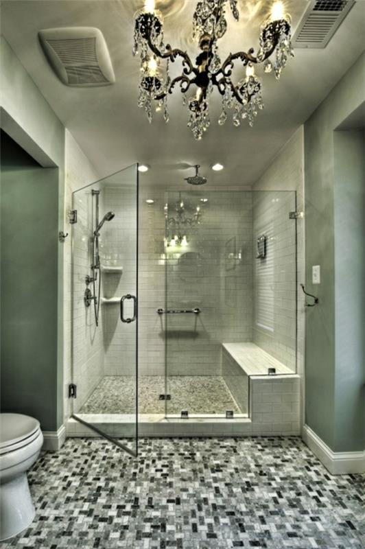 kylpyhuoneen suunnitteluideoita lattia kattokruunu suihkukaappi