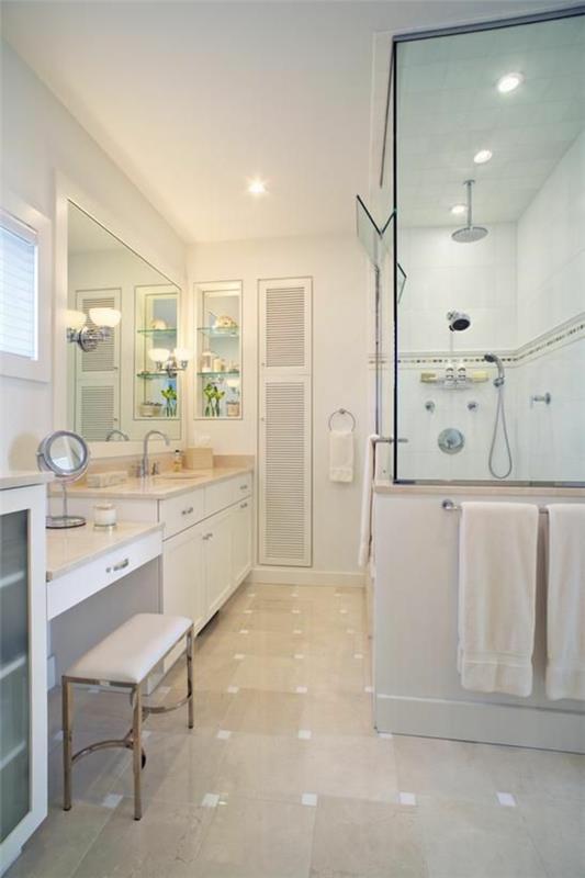 kylpyhuoneen suunnitteluideat valkoinen kylpyhuoneen suihkukaappi