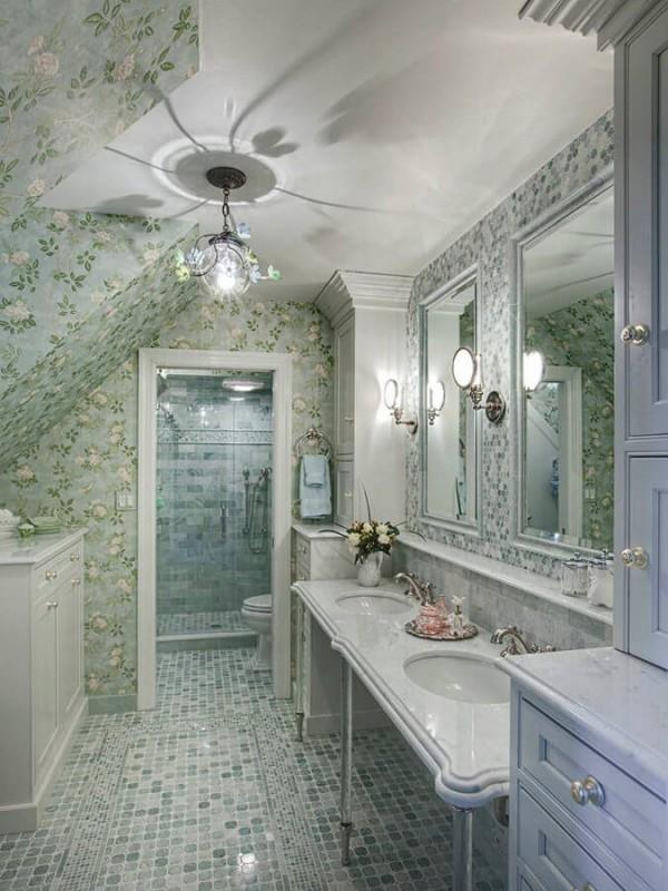 kylpyhuoneen suunnittelu pienet vihreät laatat