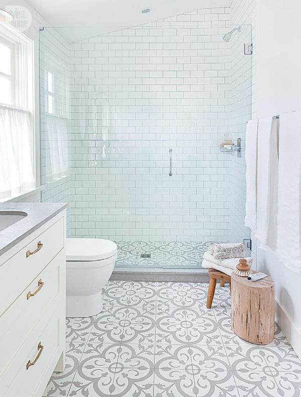 kylpyhuone muotoilu laatat kuvio lattialaatat seinälaatat valkoinen