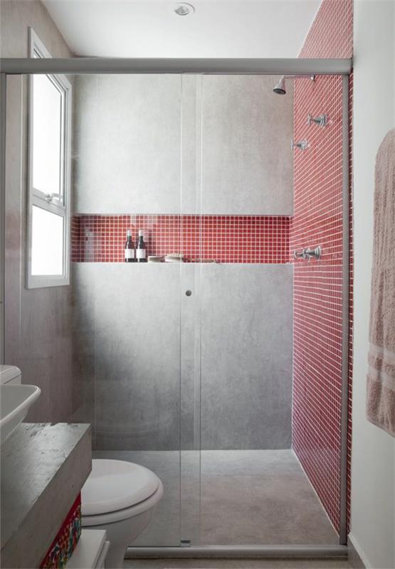 kylpyhuoneen suunnittelu laattoilla seinälaatat punainen betoni