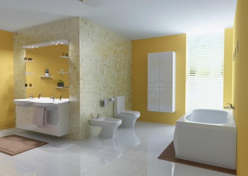 kylpyhuoneen suunnittelu moderni kylpyhuoneen suunnitteluideat seinän väri keltainen