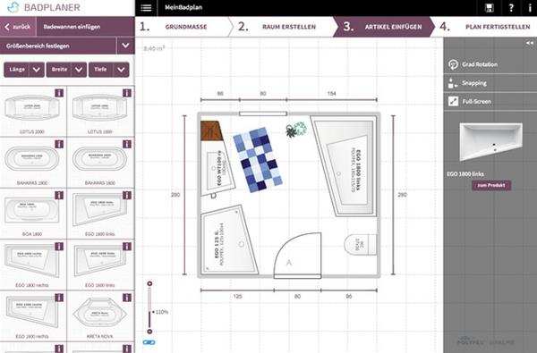 kylpyhuoneen suunnittelija online 3D -visualisointi huono suunnittelija polypex