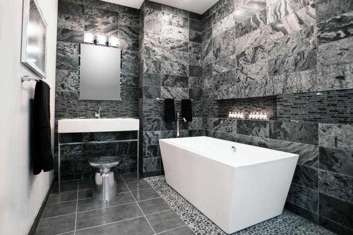 kylpyhuone laatta ideoita viileä kuvio kylpyhuone peili kylpyamme valkoinen seinä