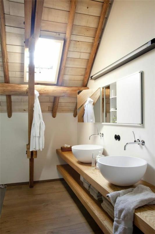 kylpyhuoneen suunnittelu pieni kylpyhuone puinen design -peili