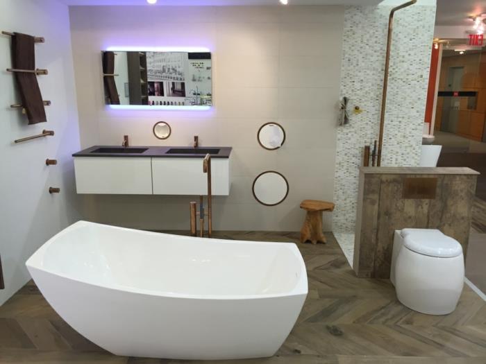 kylpyhuone ideoita aksentti seinälaatat mosaiikkilaatat valkoiset seinät kylpyamme