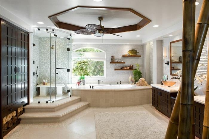 bambu koristelu bambu sauvat ideoita kylpyhuone sisustus sisustus huonekasvi eksoottinen aasialainen tyyli