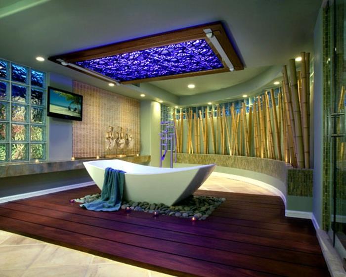bambu koristelu bambu tikkuja ideoita kylpyhuone sisustus eksoottinen