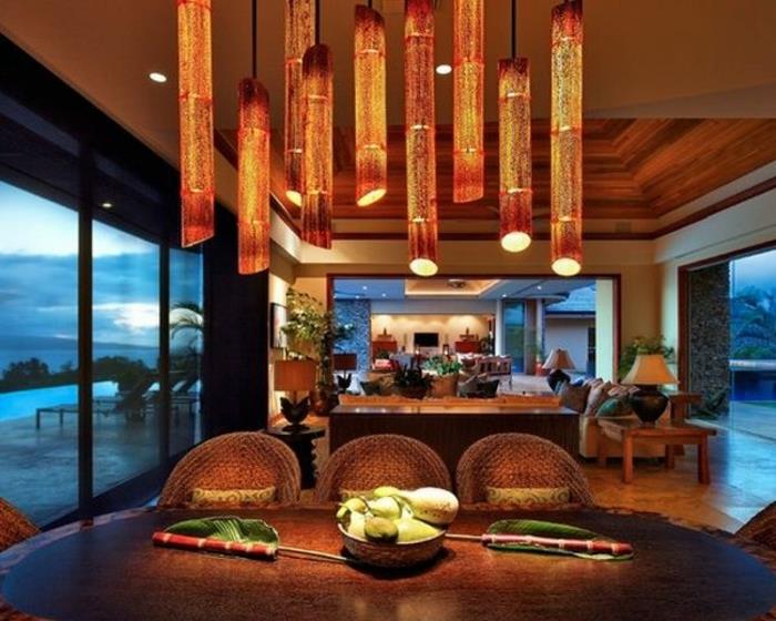bambu sisustus bambu sauvat riippuvalaisimet keittiö ruokailuhuone
