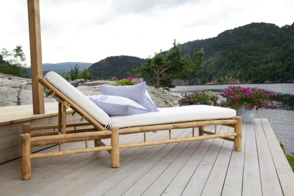 bambu koristelu sängyn lepotuoli valkoinen