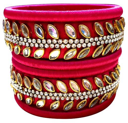 Silketråd armbånd med Kundan arbejde