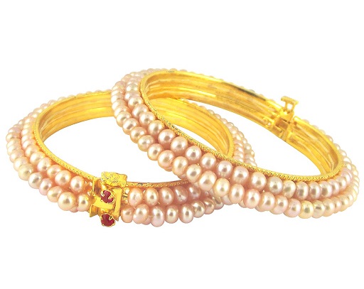Tre-line perle armbånd