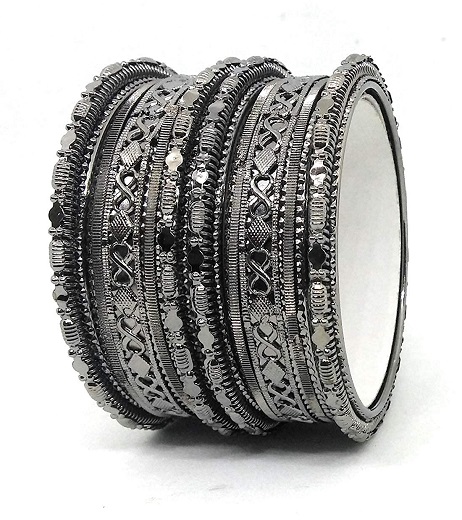 Oxideret sort metal armbåndssæt