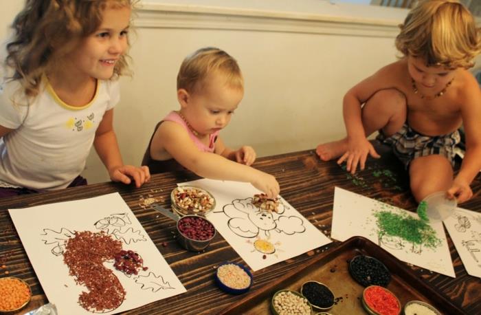Käsityöt lasten kanssa käsityöideoita diy -ideoita lasten pelit väritetään vedessä viljan kanssa