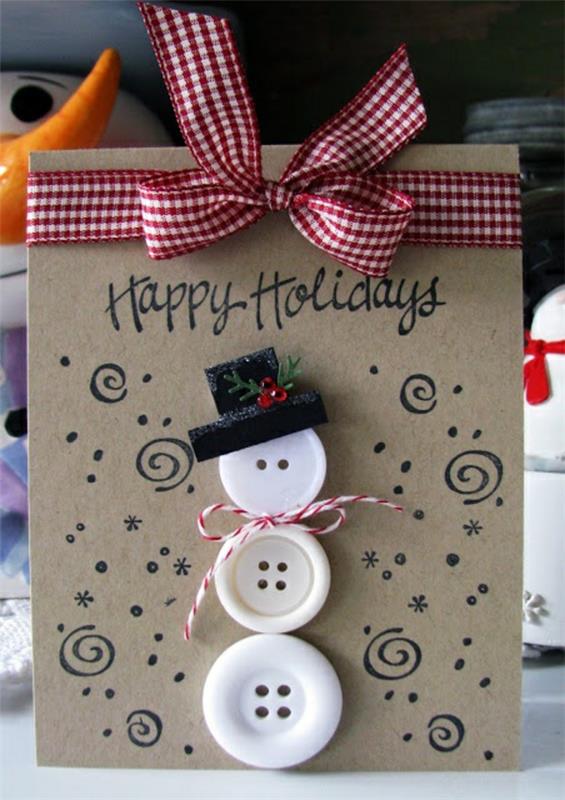 käsityöideoita joulupelille joulukortteja lumiukko