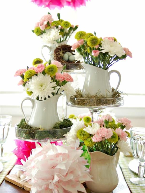 Käsityöideoita kevätpöytä koristele ruokia kukat pöytäkoristeet
