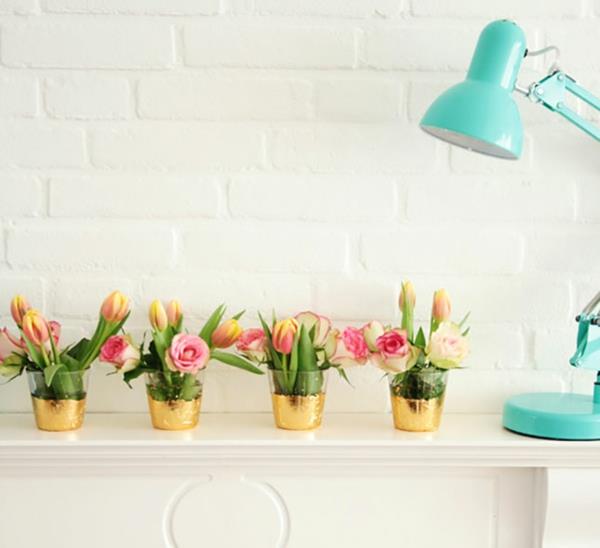 Käsityöideoita kevät pöytälamppu kukkia