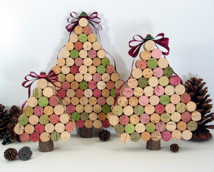 käsityöideoita cork diy joulukoristeita mäntyjä