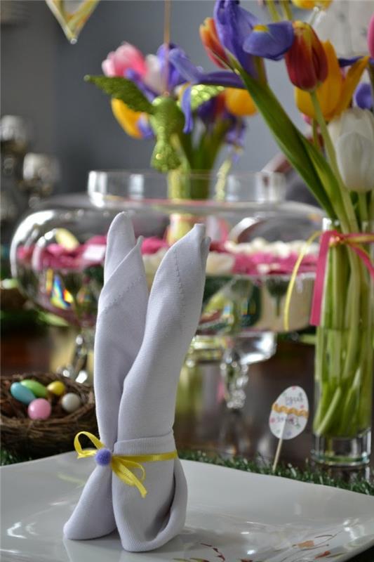 käsityöideoita pääsiäinen pääsiäispupu lautasliina juhlapöydän koristeet