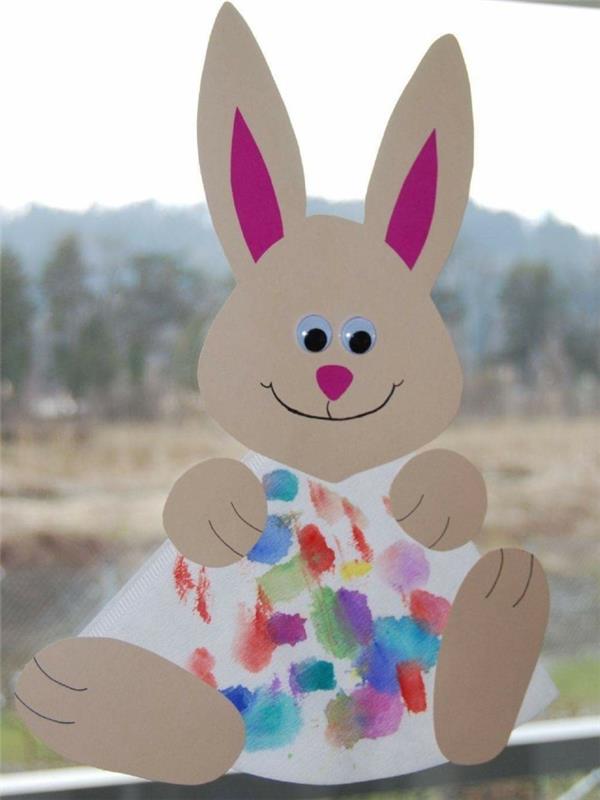 paastaa lasten kanssa pääsiäisen ikkunan sisustusideoita paperi pääsiäispupu
