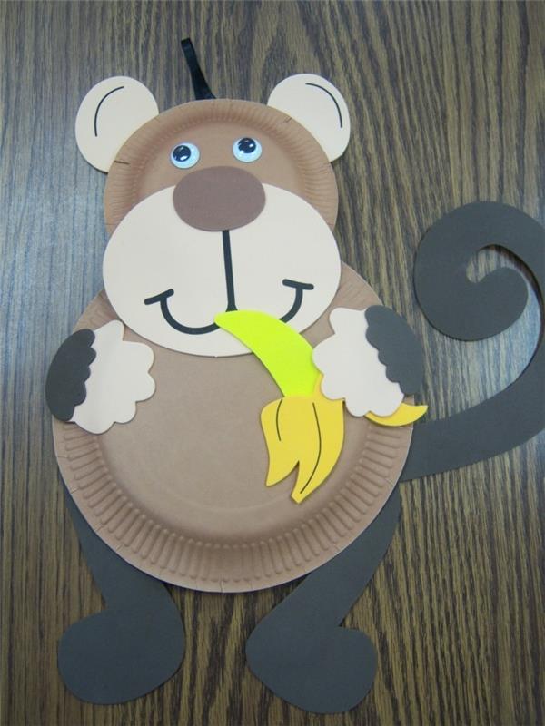käsityöt paperilevyillä apina luova käsityö lasten kanssa