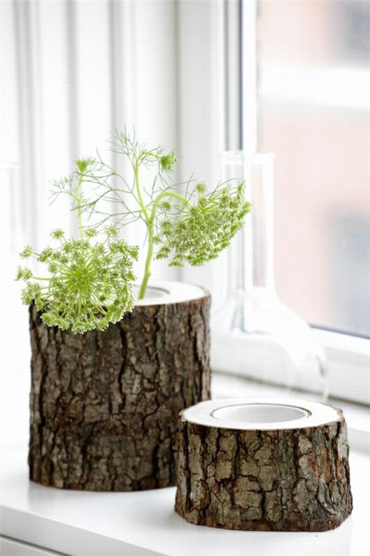 puunrunko koristelu DIY kukkaruukku rakentaa itse