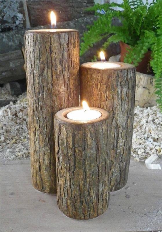 puunrungon koristelu DIY -projektit kynttilänjalka