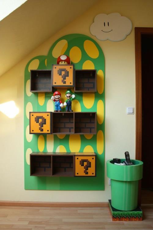 lastentarhan kirjahyllyt, jotka ovat saaneet inspiraationsa Super Mariosta