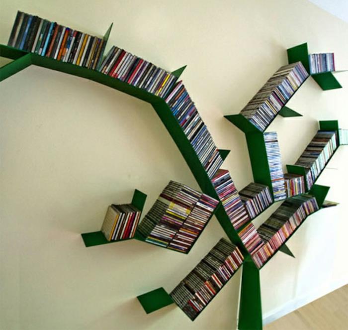kirjojen hylly puu kuva vihreä