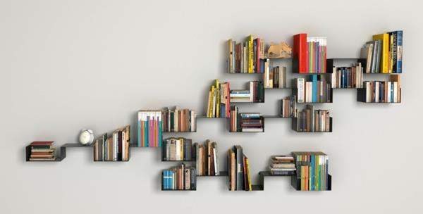 kirjahyllyn seinät minimalistiset hyllyjärjestelmät kirjoille