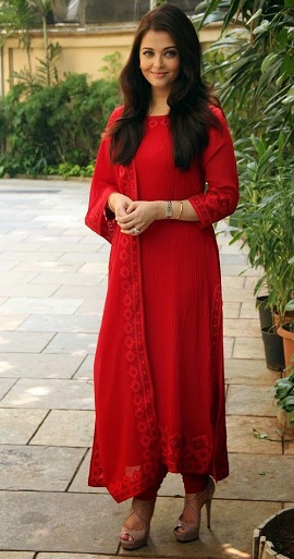 Bollywood Aishwarya Rai I Rød Salwar Kameez