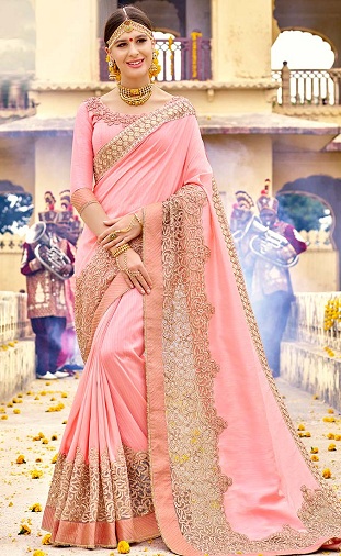 Pink Art Selyem Saree