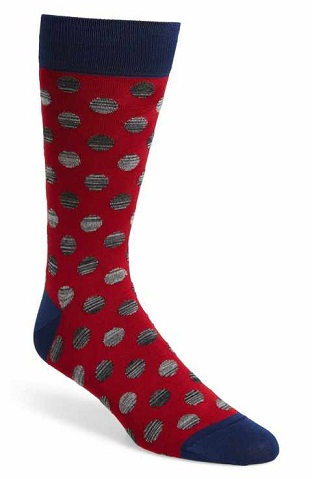 Røde prikkede sokker