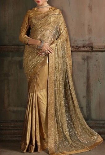 Guld paillet Saree