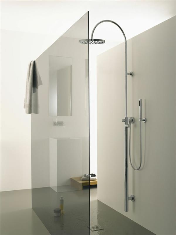 suihkukaappi kylpyhuoneen suunnitteluideoita minimalistinen