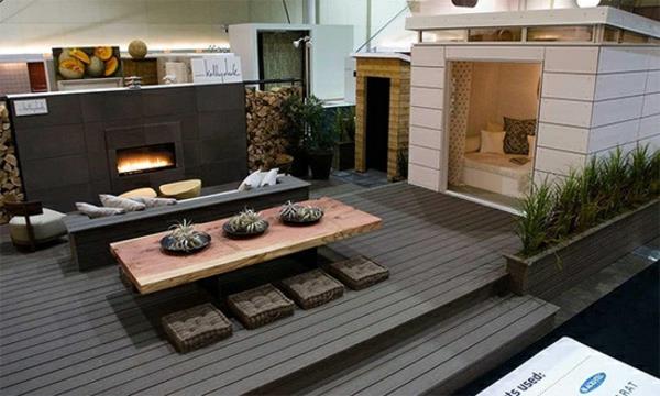 esimerkkejä modernista puutarhasuunnittelusta puulattiatakka