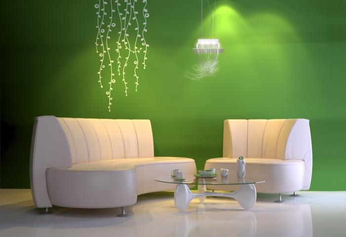 valaistus modernit kalusteet säästävät energiaa seinän väri vihreä kattovalaisin