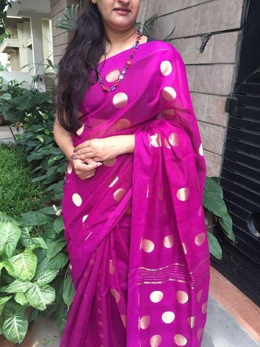 Magenta Bengal Cotton Saree